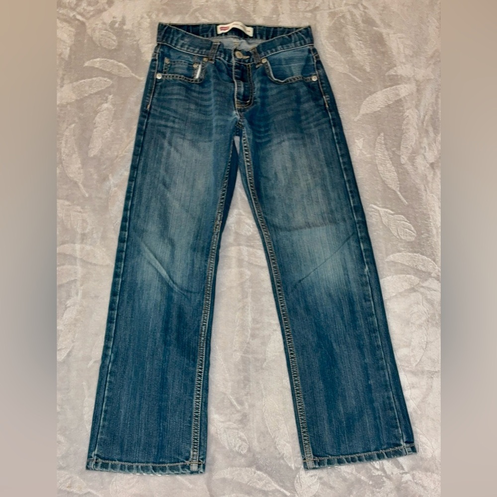 Levi's Big Kid Size 12 Jeans, Regular Fit with Adjustable Waist Built In Belt - Picture 2 of 9